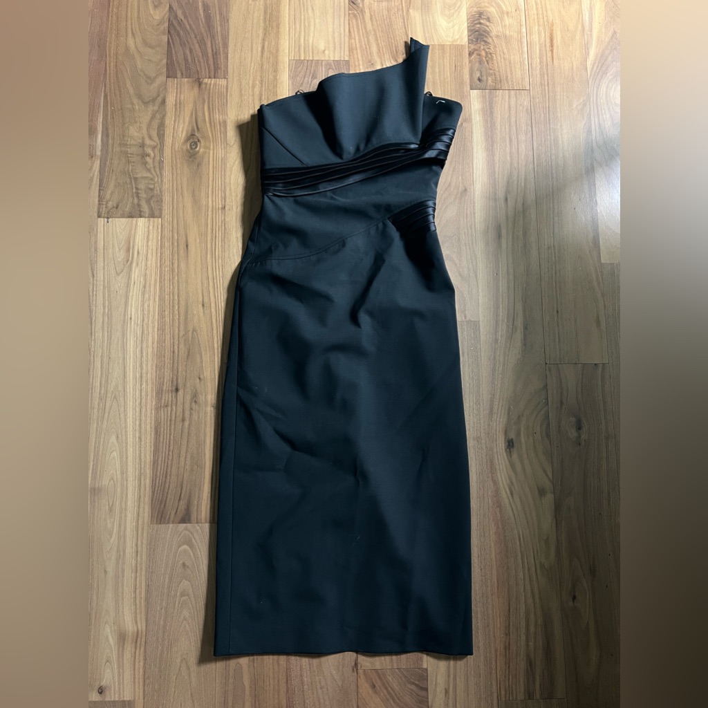 Strapless Black Dress With Sculptural Front